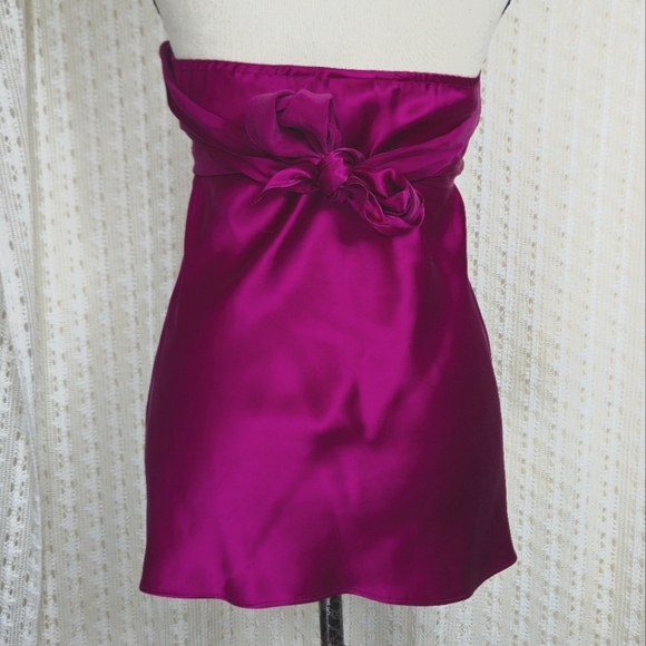 Moda International Silk Tube Top Strapless Babydoll Top Pink Size Small - Picture 3 of 5